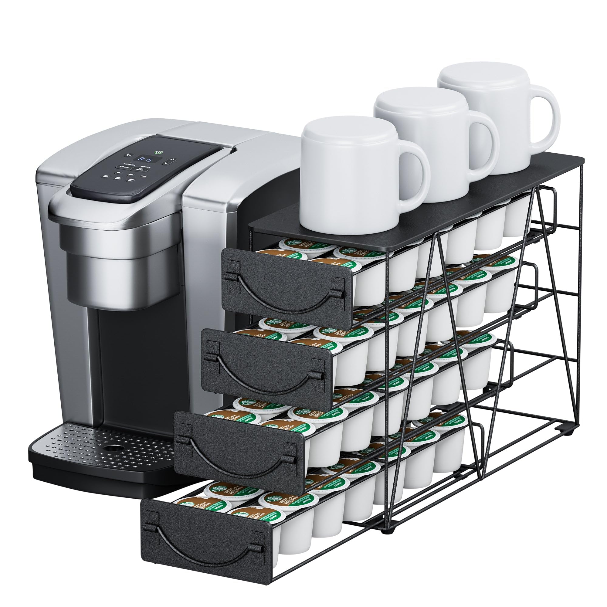 CounterTop Coffee Pod Organizer 56-Capacity Metal Drawer